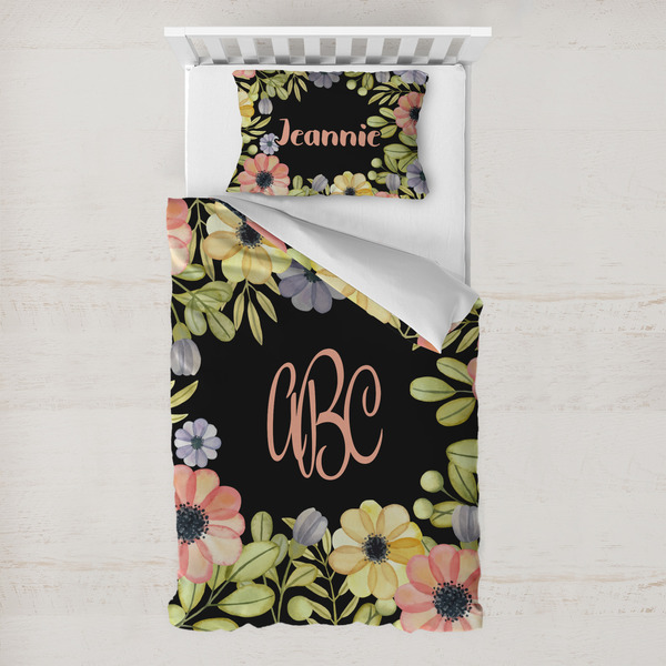 Custom Boho Floral Toddler Bedding Set - With Pillowcase (Personalized)