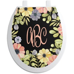 Boho Floral Toilet Seat Decal - Round (Personalized)