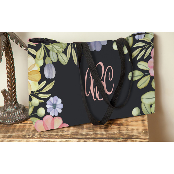 Boho Floral Tote w/Black Handles - Lifestyle View