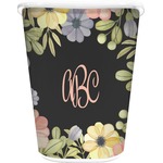 Boho Floral Waste Basket - Single Sided (White) (Personalized)