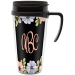 Boho Floral Acrylic Travel Mug with Handle (Personalized)