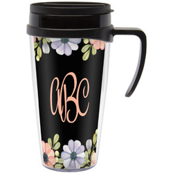 Boho Floral Acrylic Travel Mug with Handle (Personalized)