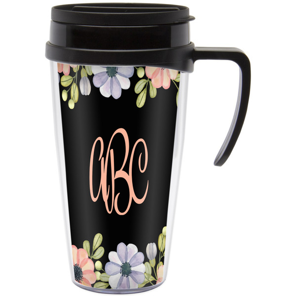 Custom Boho Floral Acrylic Travel Mug with Handle (Personalized)