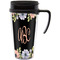 Boho Floral Travel Mug with Black Handle - Front