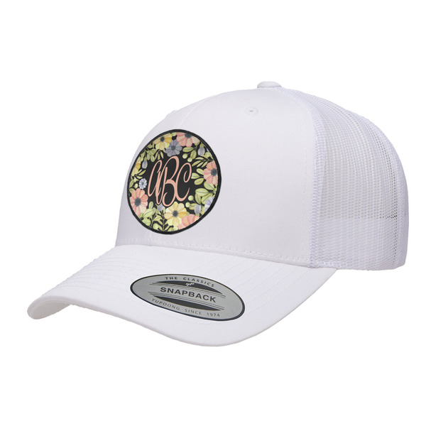 Custom Boho Floral Trucker Hat - White (Personalized)