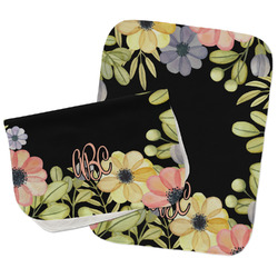 Boho Floral Burp Cloths - Fleece - Set of 2 w/ Monogram