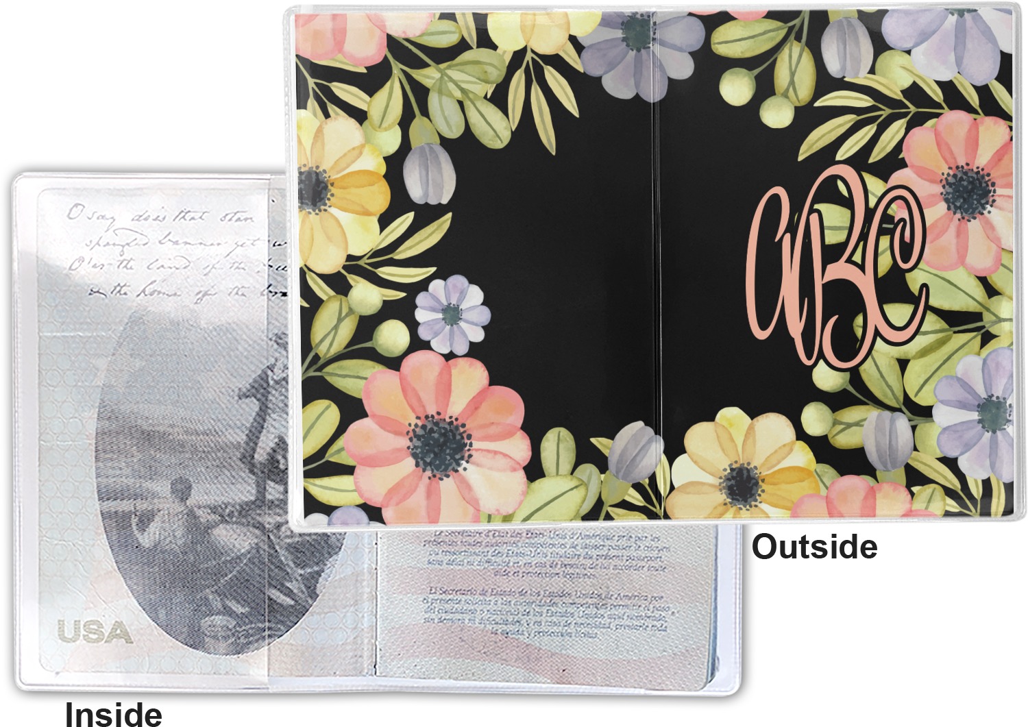 Boho Floral Vinyl Passport Holder (Personalized) YouCustomizeIt