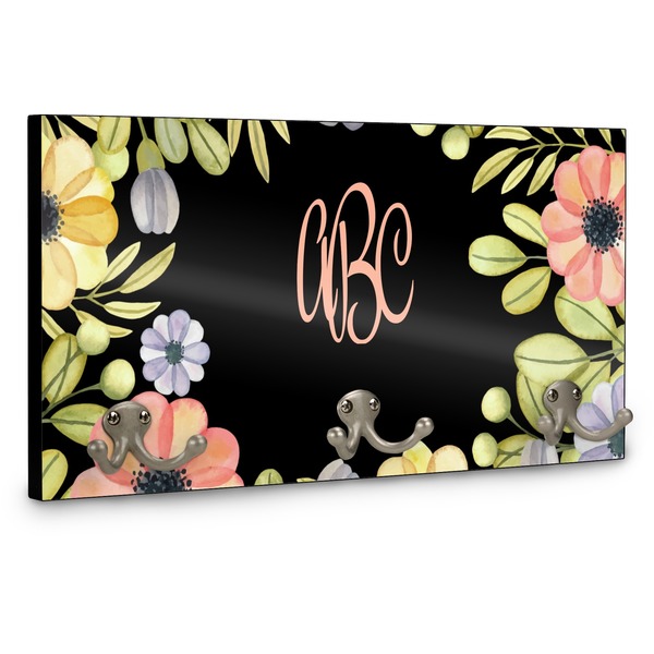 Boho Floral Wall Mounted Coat Hanger - Side View