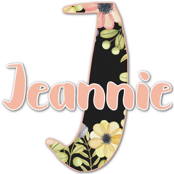 Custom Boho Floral Name & Initial Decal - Custom Sized (Personalized)