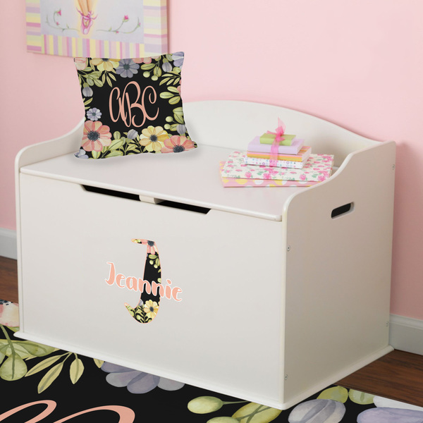 Boho Floral Wall Name & Initial Small on Toy Chest