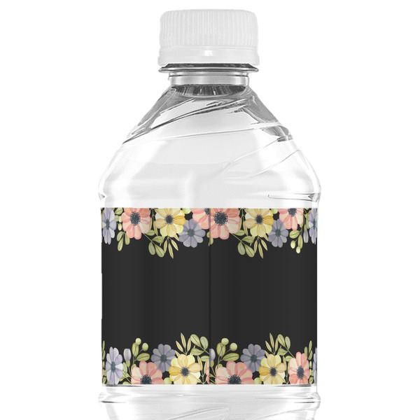 Boho Floral Water Bottle Label - Back View