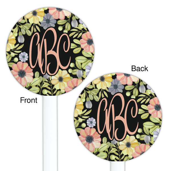 Boho Floral White Plastic 5.5" Stir Stick - Double Sided - Round - Front & Back