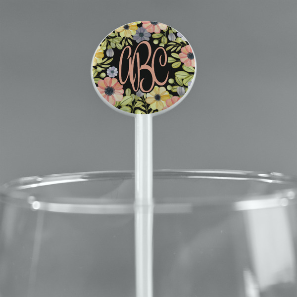 Boho Floral White Plastic 5.5" Stir Stick - Round - Main