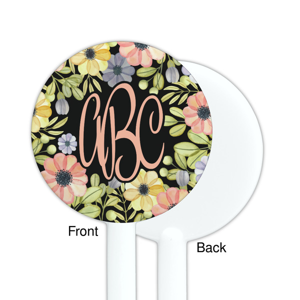 Boho Floral White Plastic 5.5" Stir Stick - Single Sided - Round - Front & Back