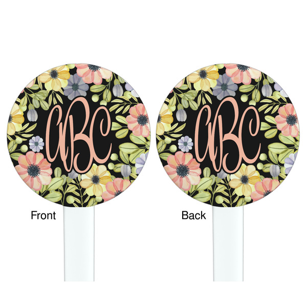 Boho Floral White Plastic 7" Stir Stick - Double Sided - Round - Front & Back