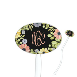 Boho Floral 7" Oval Plastic Stir Sticks - White - Double Sided (Personalized)