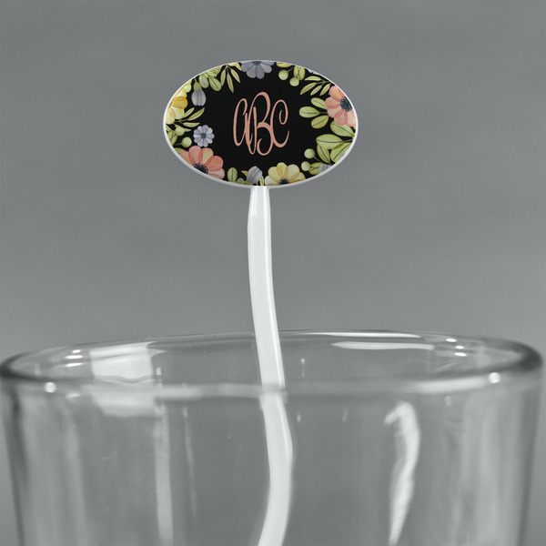 Boho Floral White Plastic 7" Stir Stick - Oval - Main