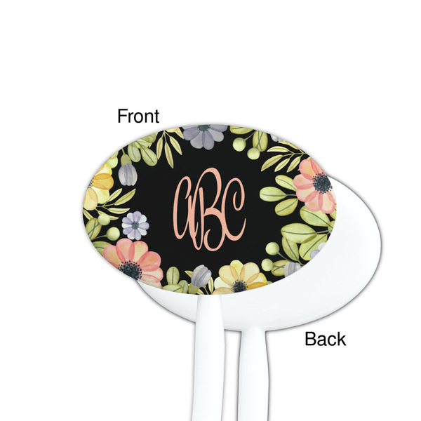 Boho Floral White Plastic 7" Stir Stick - Single Sided - Oval - Front & Back
