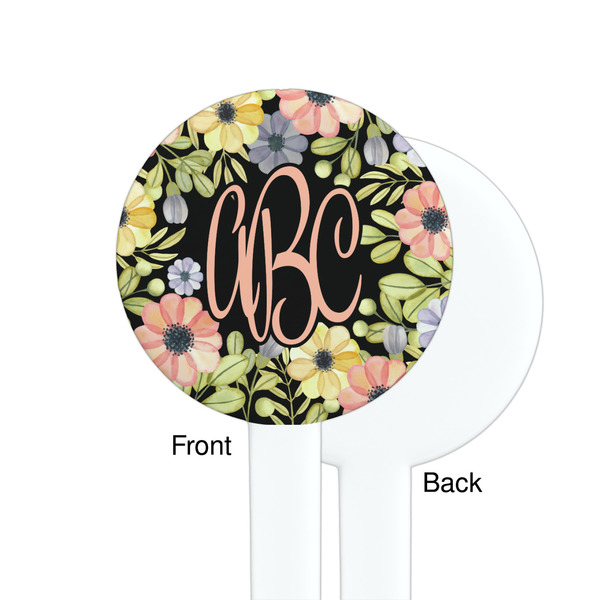 Boho Floral White Plastic 7" Stir Stick - Single Sided - Round - Front & Back