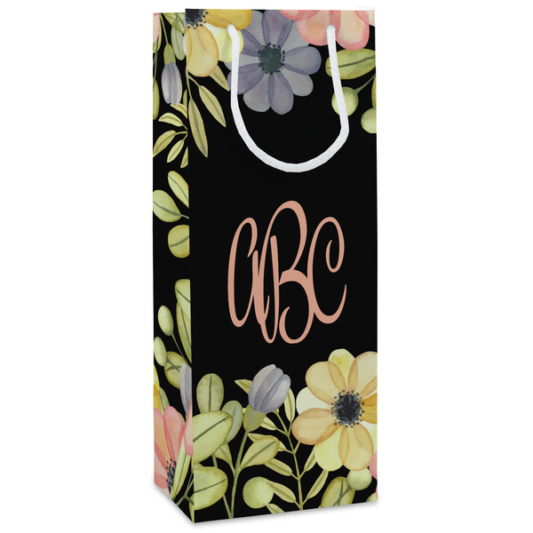 Custom Boho Floral Wine Gift Bags - Gloss (Personalized)