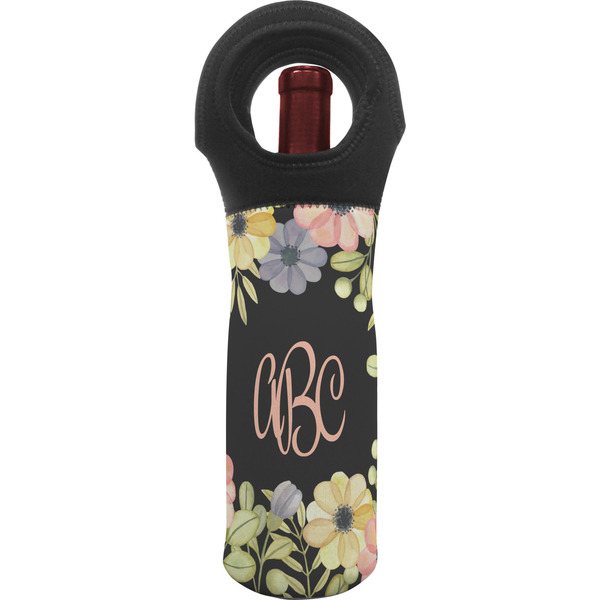 Custom Boho Floral Wine Tote Bag (Personalized)