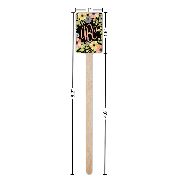 Boho Floral Wooden 6.25" Stir Stick - Rectangular - Dimensions