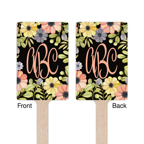 Boho Floral Wooden 6.25" Stir Stick - Rectangular - Double Sided - Front & Back