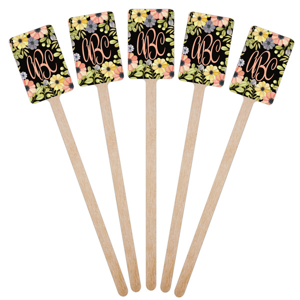 Boho Floral Wooden 6.25" Stir Stick - Rectangular - Fan View