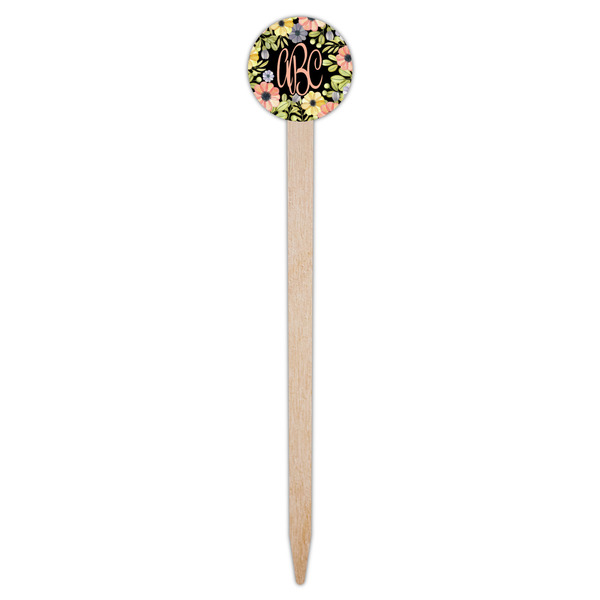 Boho Floral Wooden 6" Food Pick - Round - Single Pick