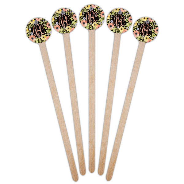 Boho Floral Wooden 6" Stir Stick - Round - Fan View