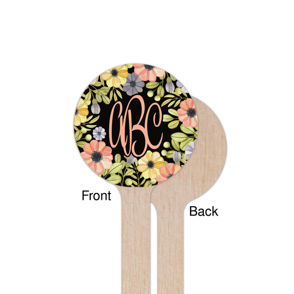 Boho Floral Wooden 7.5" Stir Stick - Round - Single Sided - Front & Back