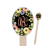 Boho Floral Oval Wooden Food Picks - Double Sided (Personalized)