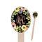 Boho Floral Wooden Food Pick - Oval - Closeup