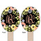 Boho Floral Wooden Food Pick - Oval - Double Sided - Front & Back