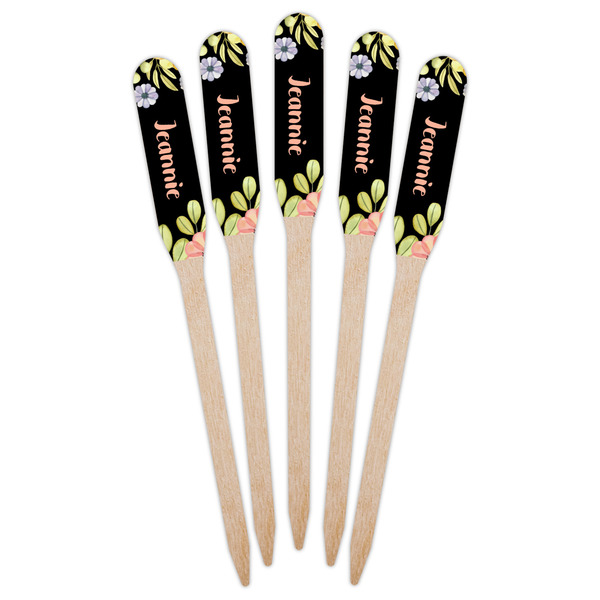 Boho Floral Wooden Food Pick - Paddle - Fan View