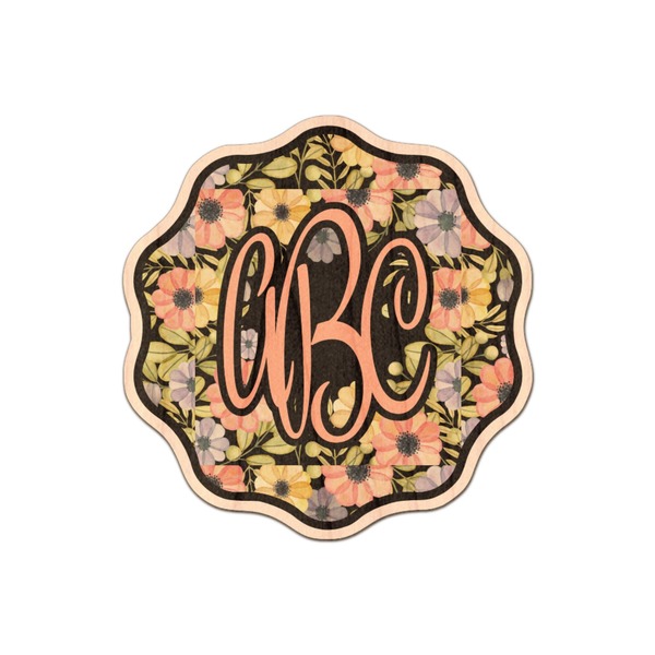 Custom Boho Floral Genuine Maple or Cherry Wood Sticker (Personalized)