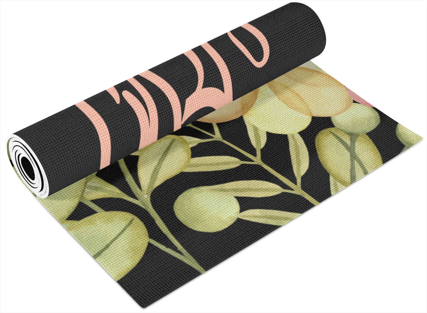Boho Floral Yoga Mat Printable Front and Back (Personalized