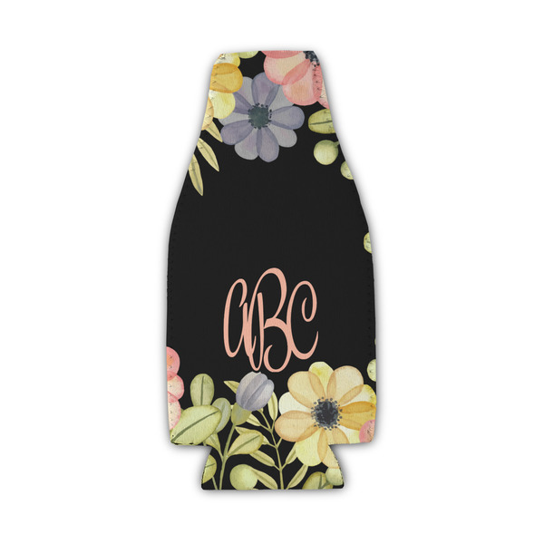 Boho Floral Zipper Bottle Cooler - Set of 4 - FRONT