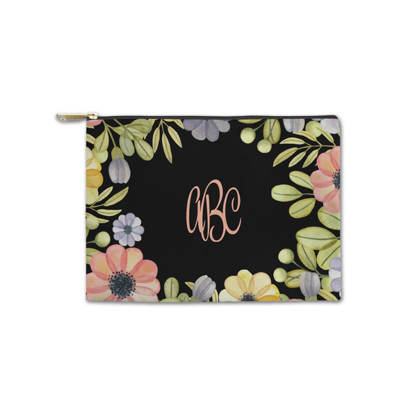 Custom Boho Floral Zipper Pouch - Small - 8.5"x6" (Personalized)