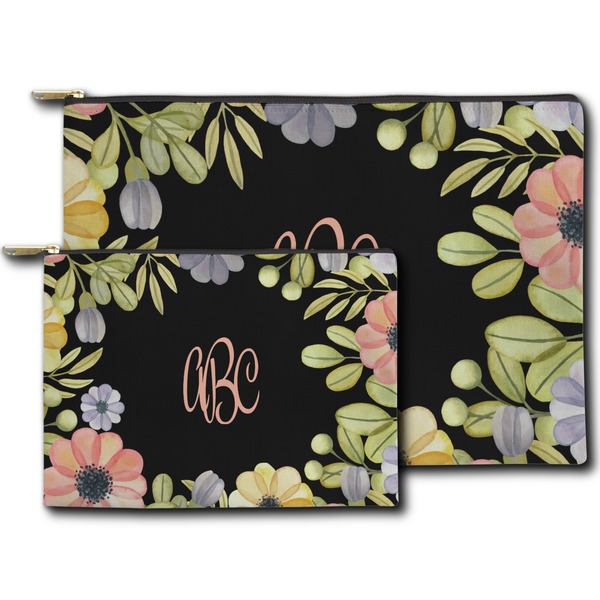 Boho Floral Zippered Pouches - Size Comparison