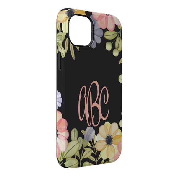 Custom Boho Floral iPhone Case - Rubber Lined - iPhone 14 Plus (Personalized)