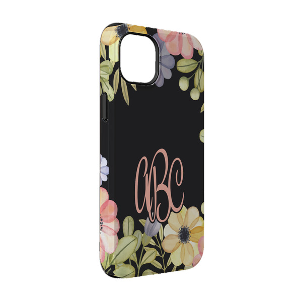 Custom Boho Floral iPhone Case - Rubber Lined - iPhone 14 Pro (Personalized)