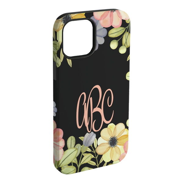 Custom Boho Floral iPhone Case - Rubber Lined - iPhone 15 Plus (Personalized)