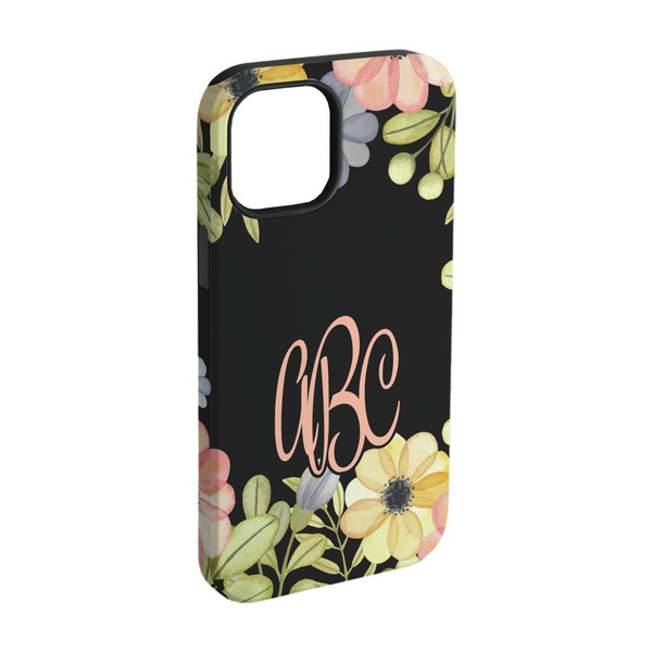 Custom Boho Floral iPhone Case - Rubber Lined - iPhone 15 Pro (Personalized)