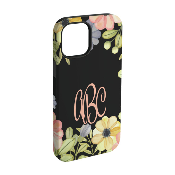 Custom Boho Floral iPhone Case - Rubber Lined - iPhone 15 (Personalized)