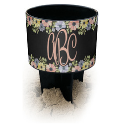 Boho Floral Black Beach Spiker Drink Holder (Personalized)