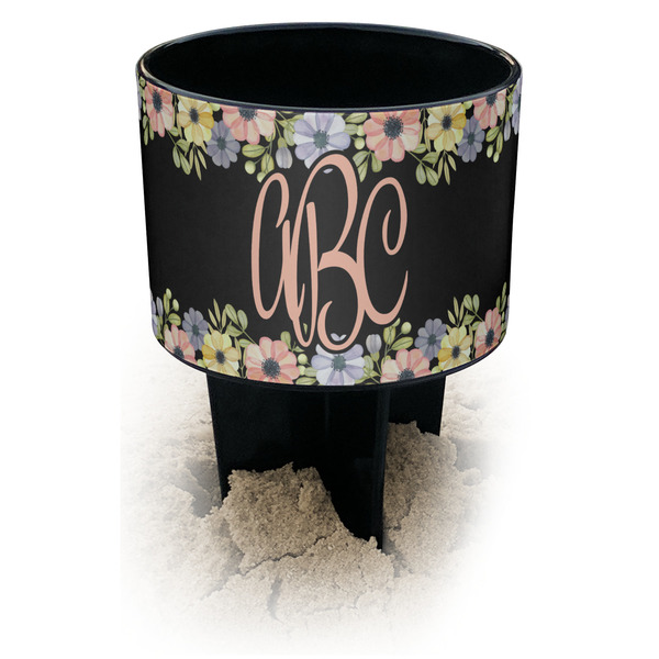 Custom Boho Floral Black Beach Spiker Drink Holder (Personalized)