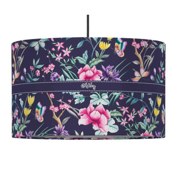 Custom Chinoiserie 12" Drum Pendant Lamp - Fabric (Personalized)