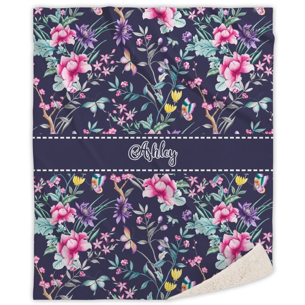 Custom Chinoiserie Sherpa Throw Blanket - 60"x80" (Personalized)