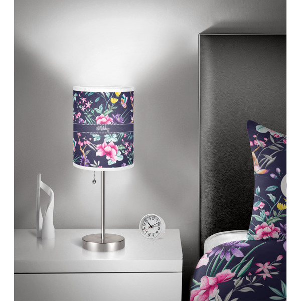 Chinoiserie 7 inch drum lamp shade - in room